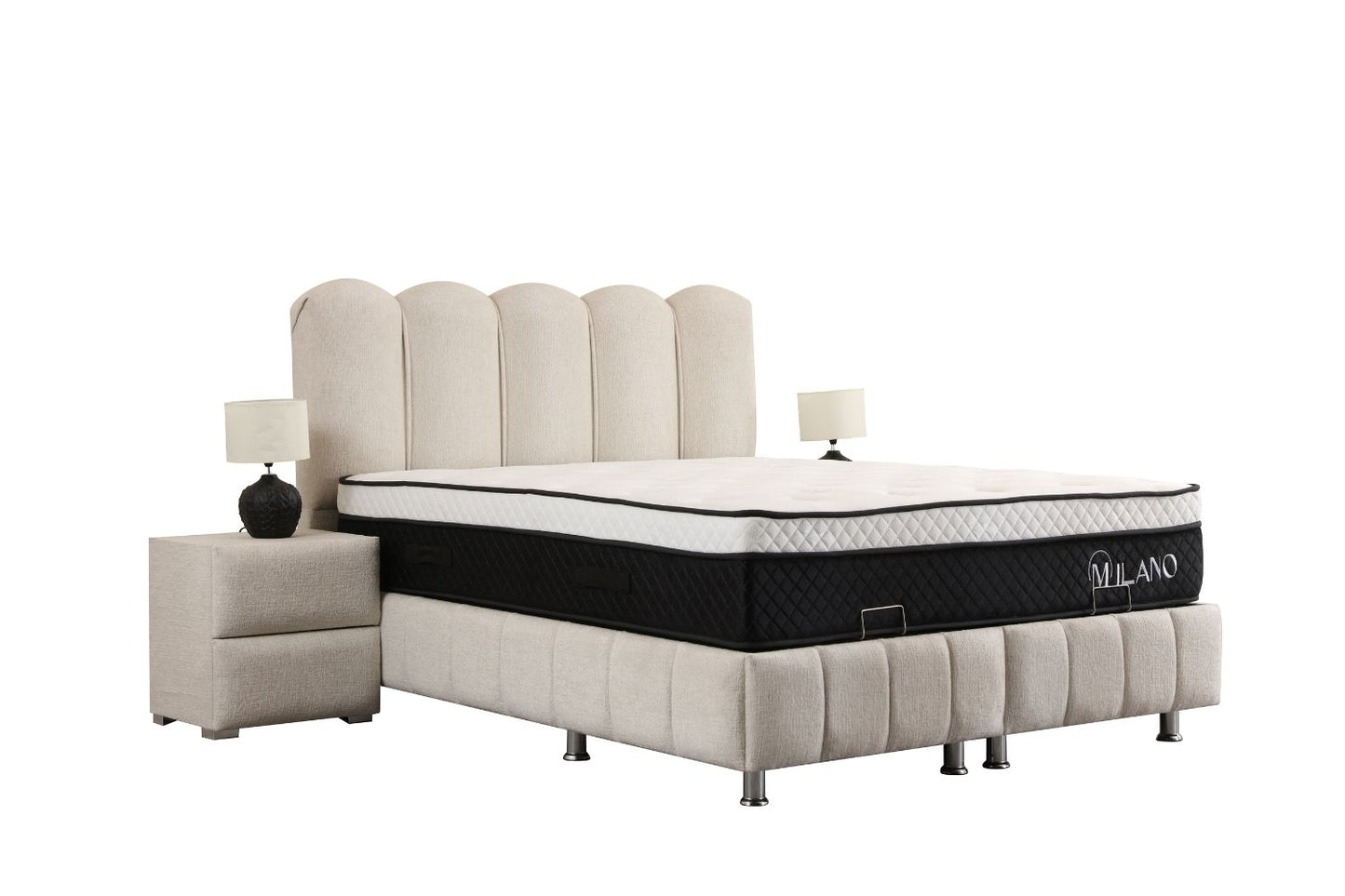 Lit coffre EVA blanc cassé chenille