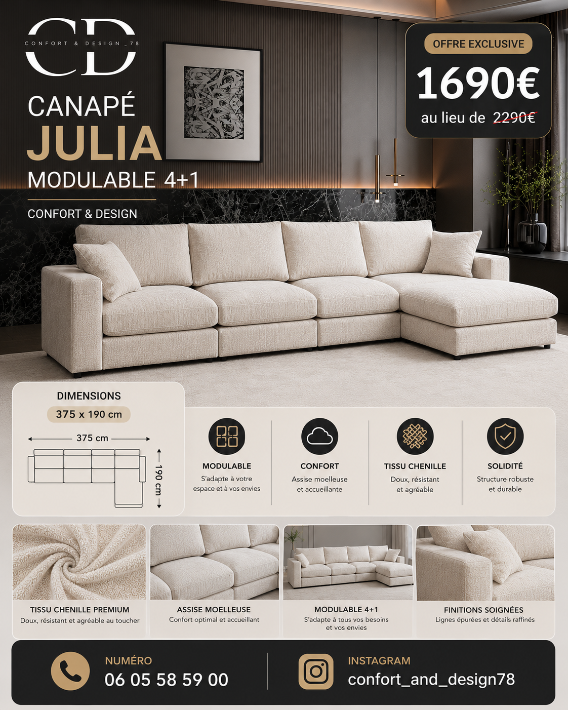 Canapé Julia Modulable