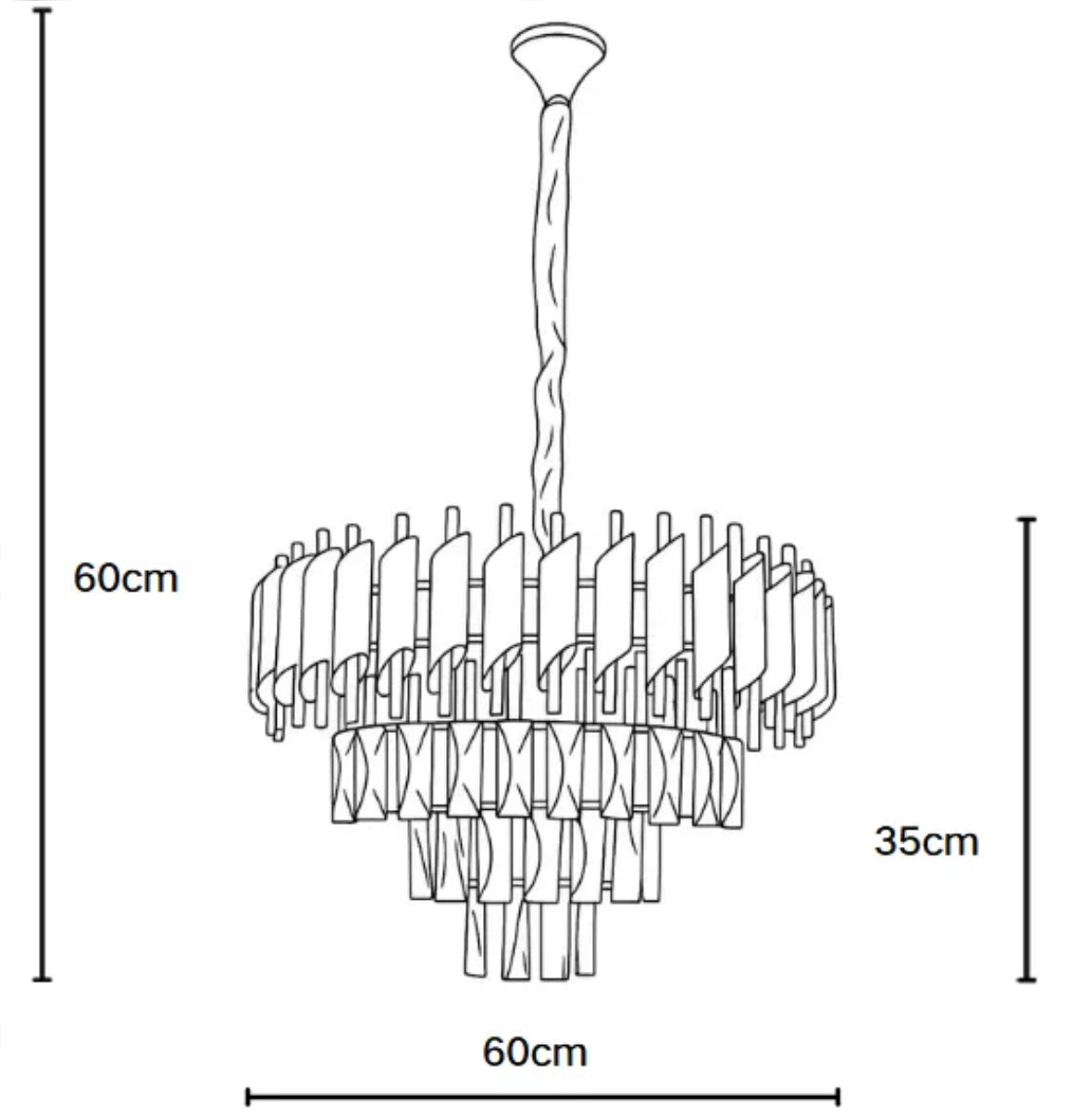 LUSTRE LUNIS NOIR EN CRISTAL