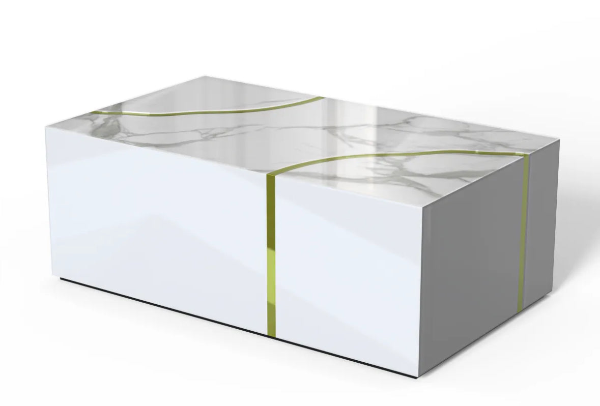 TABLE BASSE ANKARA GOLD MARBRE BLANC