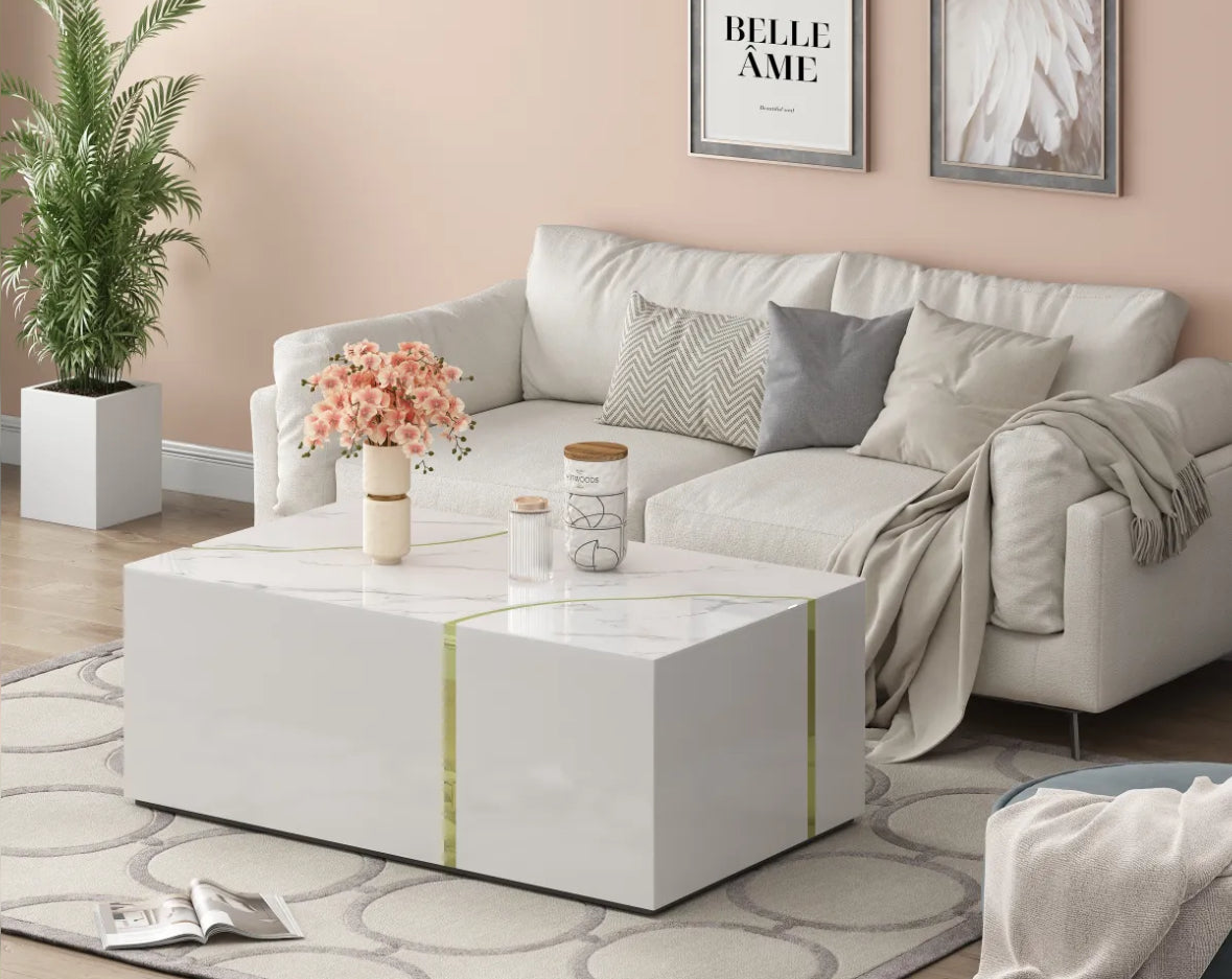 TABLE BASSE ANKARA GOLD MARBRE BLANC
