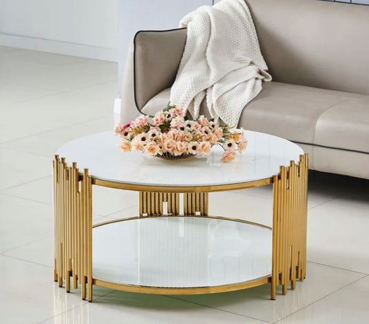TABLE BASSE STICK GOLD BLANC