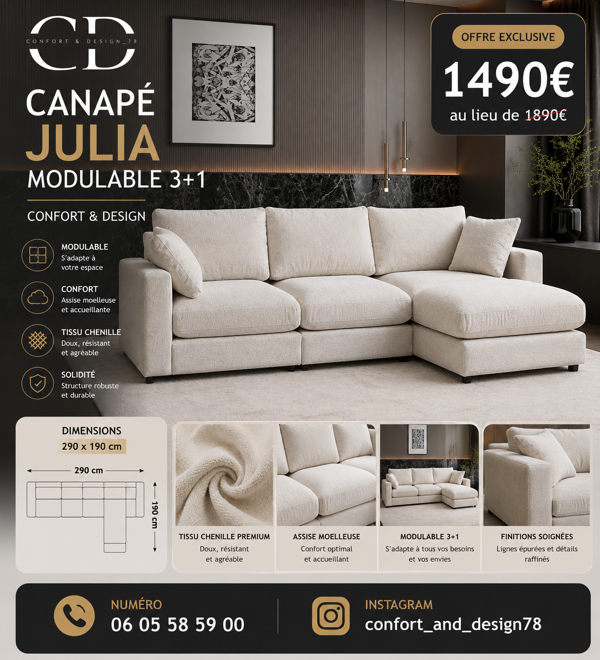 Canapé Julia Modulable