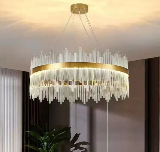 LUSTRE AURORE EN VERRE AVEC CADRE ROND