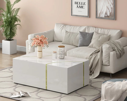 TABLE BASSE ANKARA GOLD MARBRE BLANC